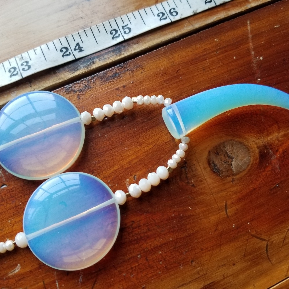 Opalite And Crystal Beads Statement Necklace 28" - image 6